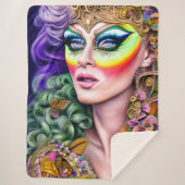 Lebhaftes LGBTQ-Portrait Drag Queen Artwork Sherpadecke (Vorderseite)