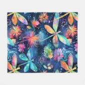 Lebhaftes Libellenmuster Fleecedecke (Vorderseite (Horizontal))