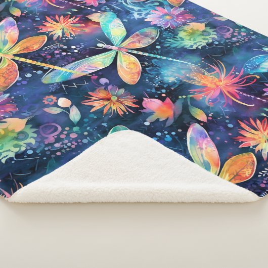 Lebhaftes Libellenmuster Sherpadecke (3/4)