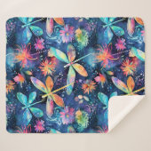 Lebhaftes Libellenmuster Sherpadecke (Vorderseite (Horizontal))