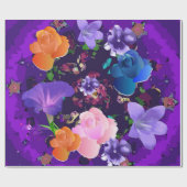 Lebhaftes Lila Abstraktes Blumenpapier Geschenkpapier (Flach)