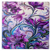 Lebhaftes Lila Blumendesign auf elegantem Hintergr Fliese (Vorderseite)