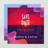 Lebhaftes Lila Foto für Sonnenuntergänge Save The Date (Vorne/Hinten)