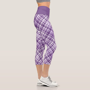 Lebhaftes Lila Kariertes Alzheimer-Sensibilitätsmu Capri Leggings
