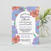 Lebhaftes Lila Orange Boho Blooms Brautparty Einladung (Stehend Vorderseite)