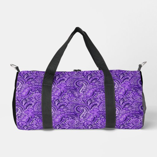 Lebhaftes Lila Paisley Duffle Bag (Vorderseite)