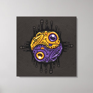 Lebhaftes Lila und Goldgiftholz Frog Yin Yang Leinwanddruck