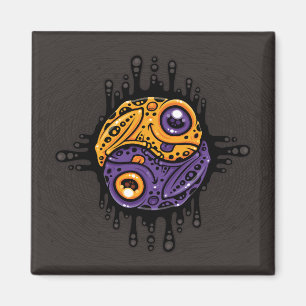 Lebhaftes Lila und Goldgiftholz Frog Yin Yang Magnet