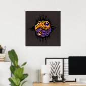 Lebhaftes Lila und Goldgiftholz Frog Yin Yang Poster (Heimbüro)