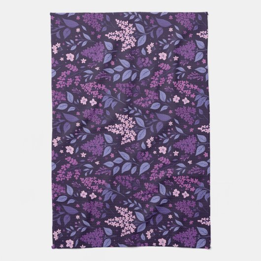 Lebhaftes Lilac Floral Muster Geschirrtuch (Vertikal)