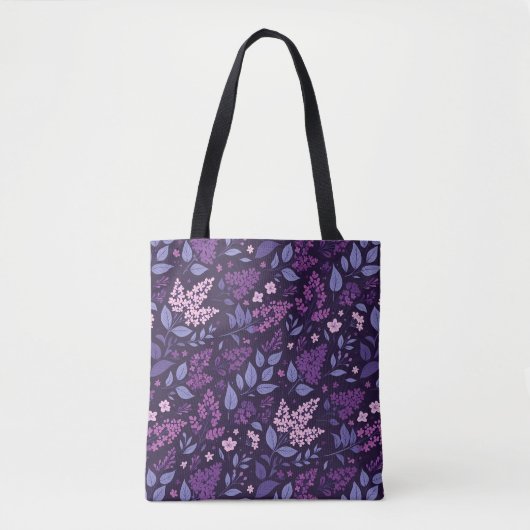 Lebhaftes Lilac Floral Muster Tasche (Vorderseite)