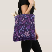 Lebhaftes Lilac Floral Muster Tasche (Von Nahem)