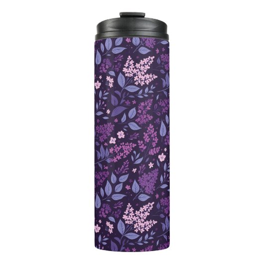 Lebhaftes Lilac Floral Muster Thermosbecher (Vorderseite)