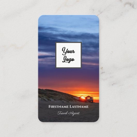 Lebhaftes Logo des maritimen Agenten für Sonnenunt Visitenkarte (Vorderseite)