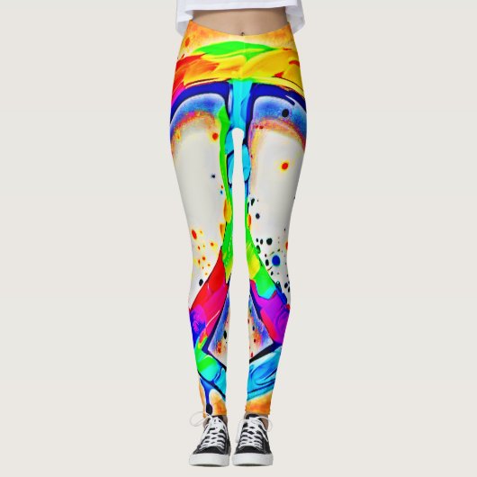 Lebhaftes Logo für Frieden: farbenfrohe Kunstwerke Leggings (Vorderseite)