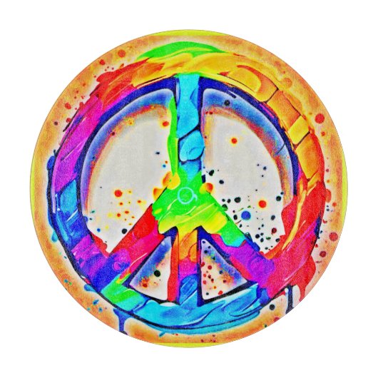 Lebhaftes Logo für Frieden: farbenfrohe Kunstwerke Schneidebrett (Vorderseite)