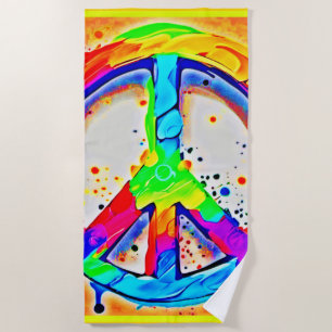 Lebhaftes Logo für Frieden: farbenfrohe Kunstwerke Strandtuch