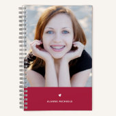 Lebhaftes Magenta Herz und Foto mit Namen Notizblock (Vorderseite)