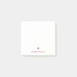 Lebhaftes Magenta Herz und Name Post-it Klebezettel