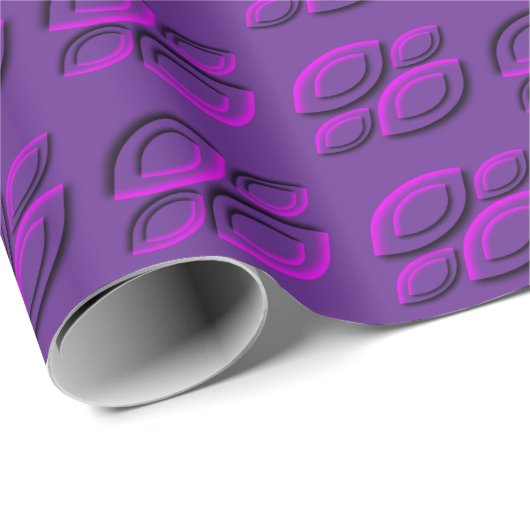 Lebhaftes Magenta Leaf Muster Geschenkpapier (Rolleneckpunkt)
