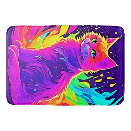 Lebhaftes Malen von Katzen in Flammen Badematte (Vorderseite)