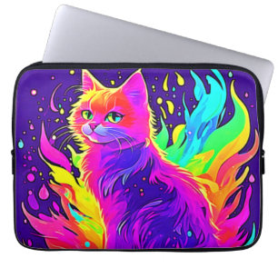 Lebhaftes Malen von Katzen in Flammen Laptopschutzhülle