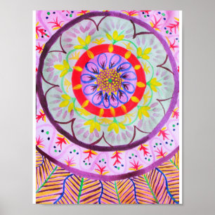 Lebhaftes Mandala-Design mit ethnischer Atmosphäre Poster