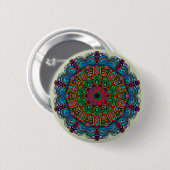 Lebhaftes Mandala Floral- und geometrisches Muster Button (Vorne & Hinten)