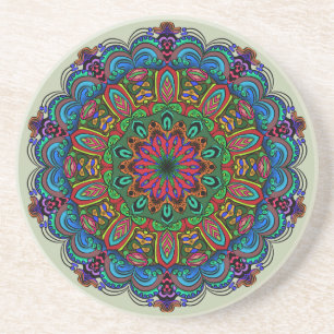 Lebhaftes Mandala Floral- und geometrisches Muster Getränkeuntersetzer