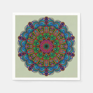 Lebhaftes Mandala Floral- und geometrisches Muster Serviette