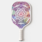 Lebhaftes Mandala Sacred Geometry Custom Monogram Pickleball Schläger (Rückseite)