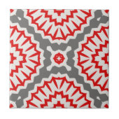 Lebhaftes marokkanisches Ethnic Red White Gray Mus Fliese (Vorderseite)