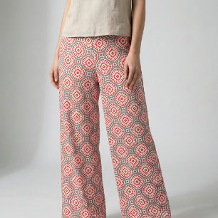 Lebhaftes marokkanisches Ethnic Red White Gray Mus Stoff