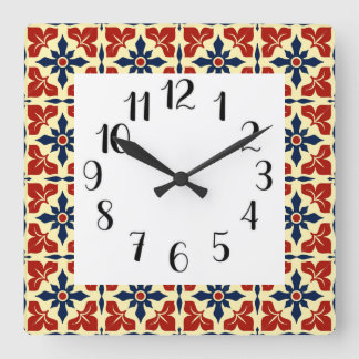 Lebhaftes marokkanisches Geflecht Quadratische Wanduhr