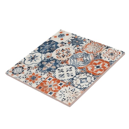 Lebhaftes marokkanisches Patchwork - Boho Blue, Re Fliese (Seite)