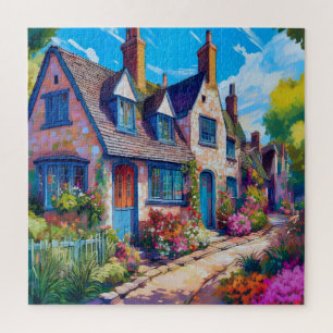 Lebhaftes mediterranes Dorf Puzzle