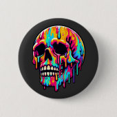 Lebhaftes Melting Skull Button (Vorderseite)
