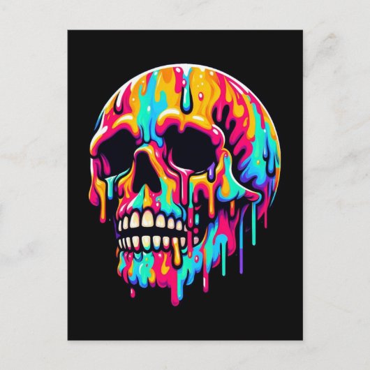 Lebhaftes Melting Skull Postkarte (Vorderseite)