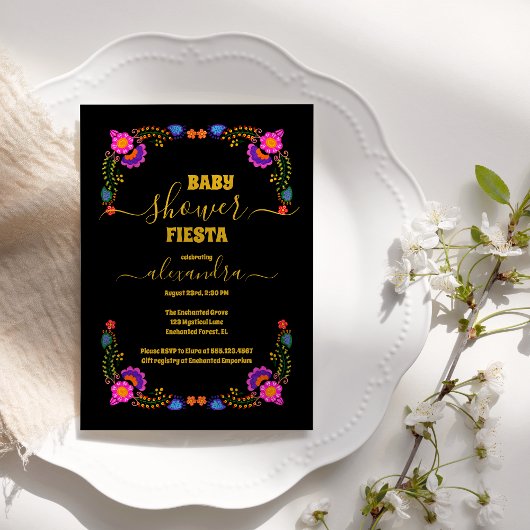 Lebhaftes mexikanisches Blumenfiesta Baby Shower G Einladung