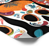 Lebhaftes mexikanisches Folk Art Skull Design Poster (Ecke)