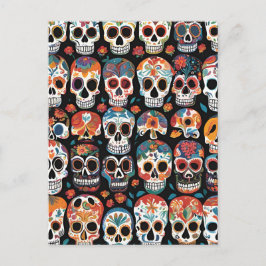 Lebhaftes mexikanisches Folk Art Skull Design Postkarte