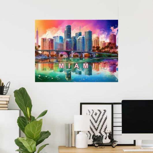 Lebhaftes Miami Abstrakt Art Poster (Heimbüro)