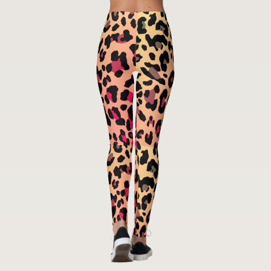 Lebhaftes Miami Style Leopard Druckmuster Leggings (Rückseite)