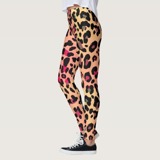 Lebhaftes Miami Style Leopard Druckmuster Leggings (Links)