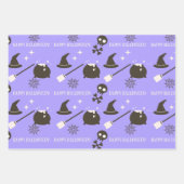 Lebhaftes, modernes, rosa Lila-braunes Halloween Geschenkpapier Set (Vorderseite 2)
