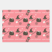 Lebhaftes, modernes, rosa Lila-braunes Halloween Geschenkpapier Set (Vorderseite)
