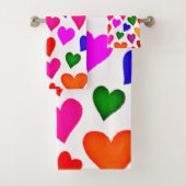 Lebhaftes Multicolor Herzmuster Badhandtuch Set (Insitu)