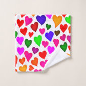 Lebhaftes Multicolor Herzmuster Badhandtuch Set (Waschlappen)