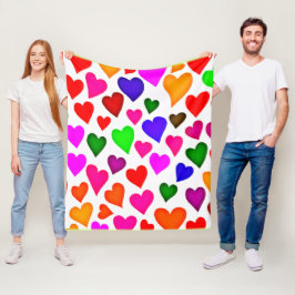 Lebhaftes Multicolor Herzmuster Fleecedecke
