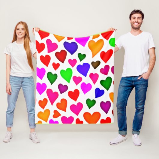 Lebhaftes Multicolor Herzmuster Fleecedecke (Beispiel)